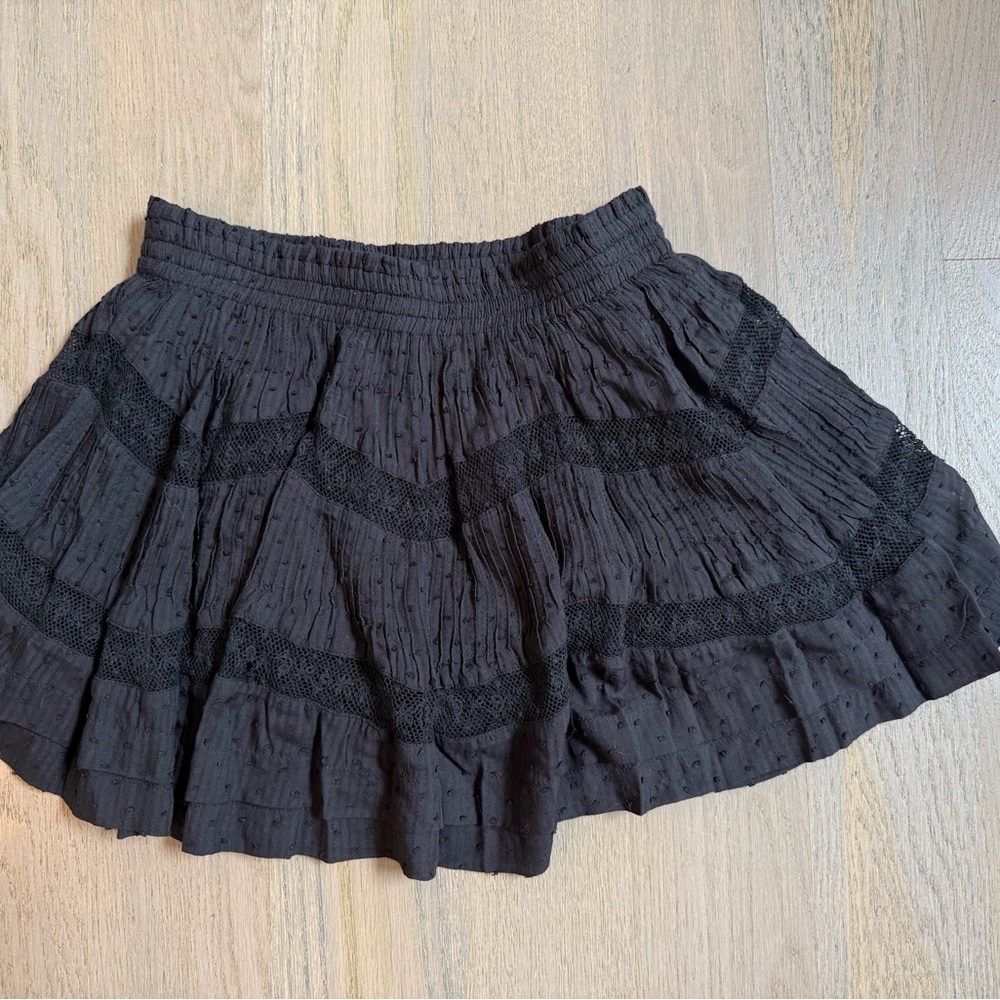 LoveShackFancy Lorianne Floral Mini Skirt—Black